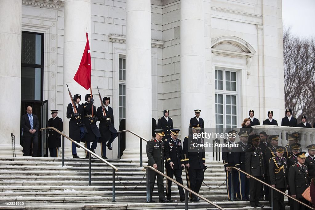 Wreath laying ceremony at Tomb of Unknown Soldier Arlington National Cemetery