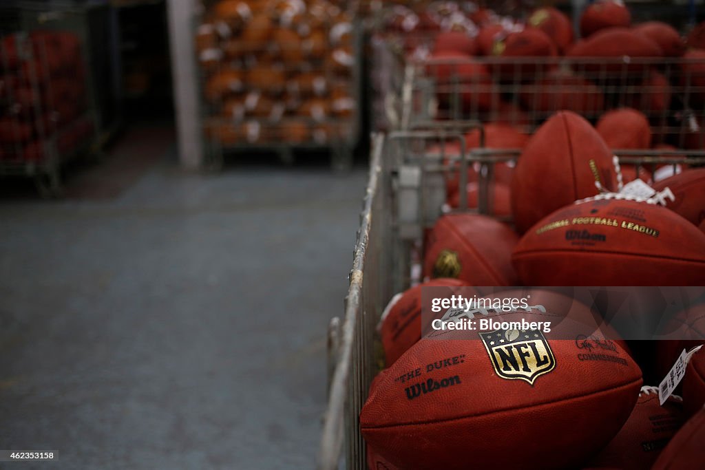 Operations At The Wilson Sporting Goods Co. Football Manufacturing Facility Ahead Of Super Bowl XLIX