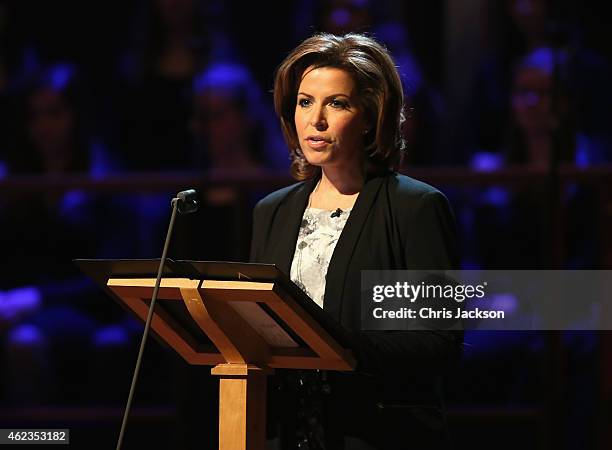 Natasha Kaplinsky gives a speech as he attends a Holocaust Memorial Day Ceremony at Central Hall Westminster on January 27, 2015 in London, England.