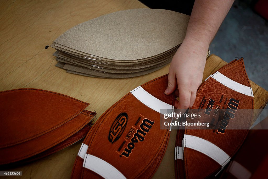 Operations At The Wilson Sporting Goods Co. Football Manufacturing Facility Ahead Of Super Bowl XLIX