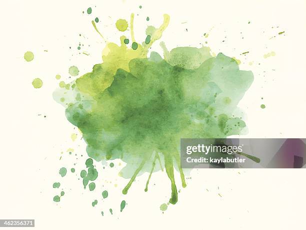 stockillustraties, clipart, cartoons en iconen met green and yellow watercolor splash - groene kleuren