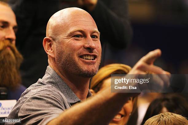 Personality Trent Dilfer at Super Bowl XLIX Media Day Fueled by Gatorade inside U.S. Airways Center on January 27, 2015 in Phoenix, Arizona.