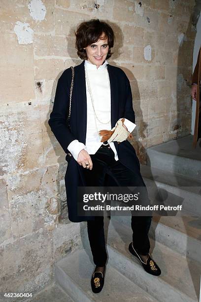 Ines de La Fressange attends the launch of Elie Top first "Mechanique Celestre" collection at Gallerie Mitterrand on January 27, 2015 in Paris,...