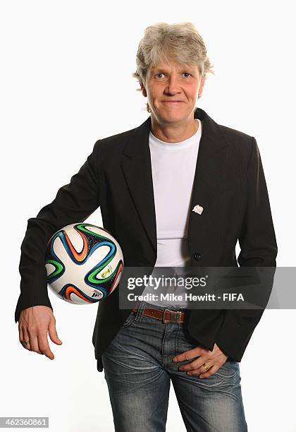 World Coach of the Year for Women's Football nominee and manager of the Sweden women's team Pia Sundhage poses for a portrait prior to the FIFA...