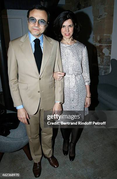 Bertrand Burgalat and his wife fashion designer Vanessa Seward attend the launch of Elie Top first "Mechanique Celestre" collection at Gallerie...