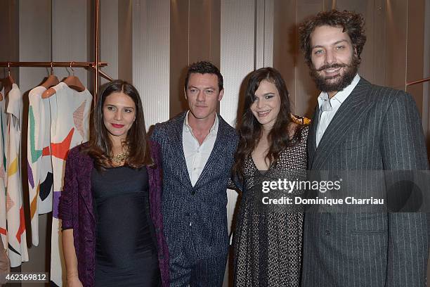 Margherita Maccapani Missoni, Luke Evans, Teresa Maccapani Missoni and Francesco Maccapani Missoni attend the Missoni opening store at 219 Rue Saint...