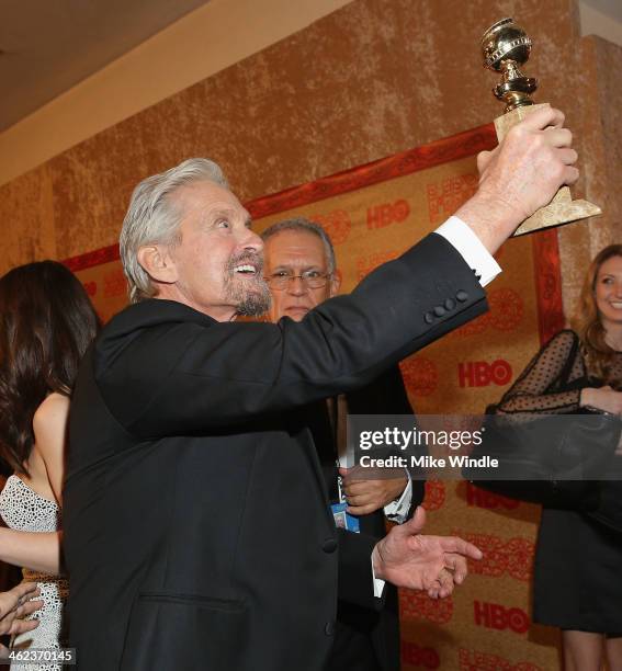 Actor Michael Douglas, winner of Best Actor in a Miniseries or Television Film for 'Behind the Candelabra' attends HBO's Post 2014 Golden Globe...