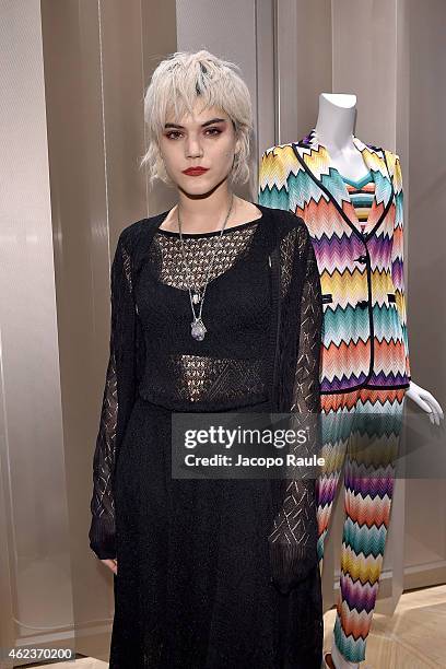 Soko attends the Missoni opening store at 219 Rue Saint Honore during the Paris Fashion Week Haute Couture Spring/Summer 2015 on January 27, 2015 in...