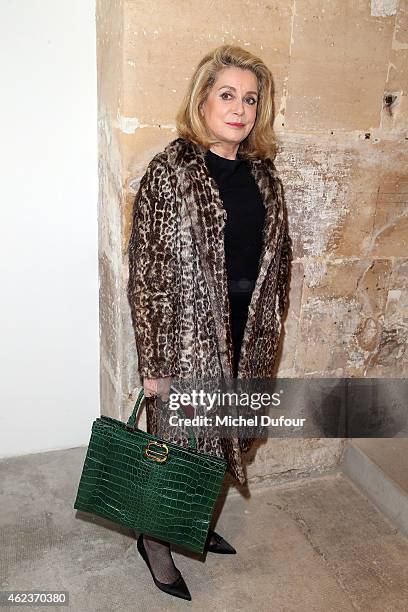 Catherine Deneuve attends the Launch Elie Top "Haute Joaillerie Fantaisie" Collection on January 27, 2015 in Paris, France.