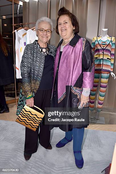 Rosita Missoni and Suzy Menkes attend the Missoni opening store at 219 Rue Saint Honore during the Paris Fashion Week Haute Couture Spring/Summer...