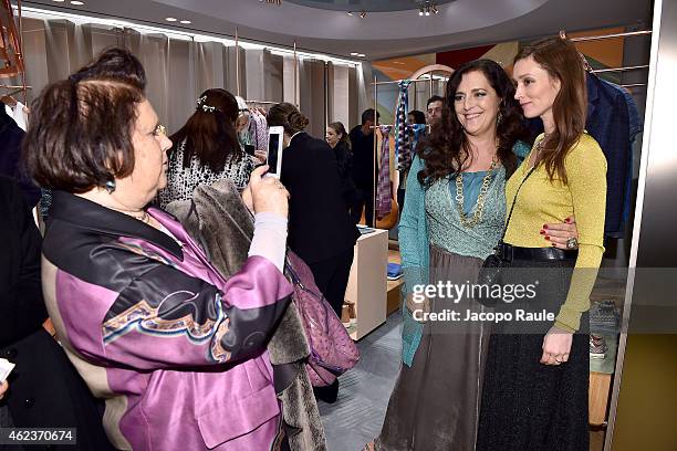 Suzy Menkes, Angela Missoni and Audrey Marnay attend the Missoni opening store at 219 Rue Saint Honore during the Paris Fashion Week Haute Couture...