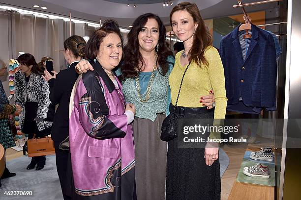 Suzy Menkes, Angela Missoni and Audrey Marnay attend the Missoni opening store at 219 Rue Saint Honore during the Paris Fashion Week Haute Couture...