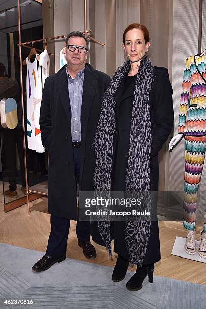 Vanessa Friedman and guest attend the Missoni opening store at 219 Rue Saint Honore during the Paris Fashion Week Haute Couture Spring/Summer 2015 on...