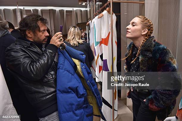 Olivier Zahm and Josephine de La Baume attend the Missoni opening store at 219 Rue Saint Honore during the Paris Fashion Week Haute Couture...