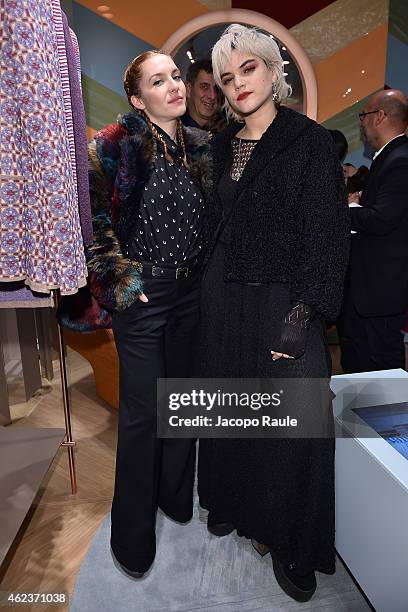 Josephine de la Baume and Soko attend the Missoni opening store at 219 Rue Saint Honore during the Paris Fashion Week Haute Couture Spring/Summer...