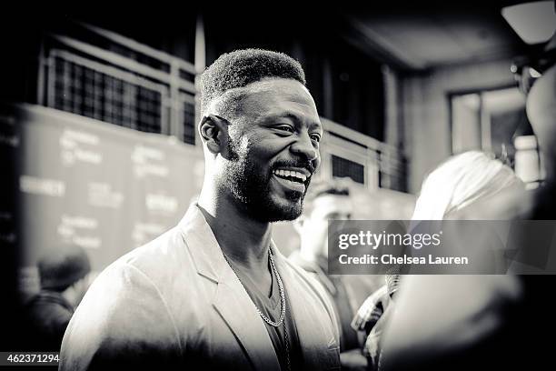 Actor Tishuan Scott arrives at the 'Results' premiere during the 2015 Sundance Film Festival on January 27, 2015 in Park City, Utah.