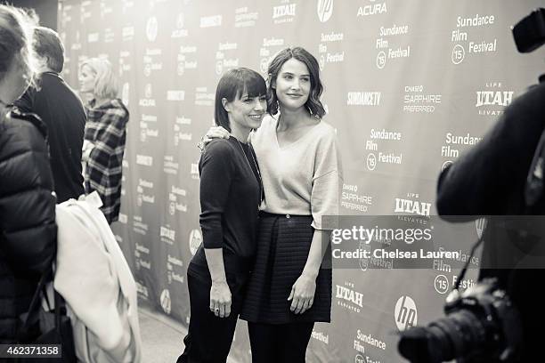 Actresses Constance Zimmer and Cobie Smulders arrive at the 'Results' premiere during the 2015 Sundance Film Festival on January 27, 2015 in Park...