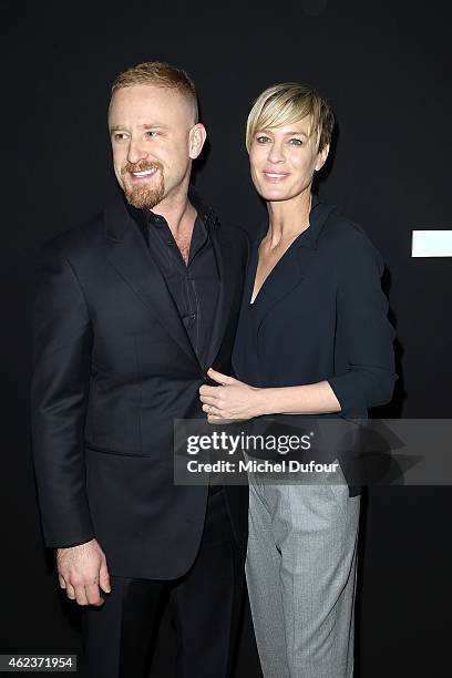 Ben Foster and Robin Wright attend the Giorgio Armani Prive show as part of Paris Fashion Week Haute-Couture Spring/Summer 2015 on January 27, 2015...