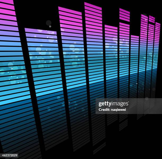 vu meter with reflection in vibrant colors - rock music background stock illustrations