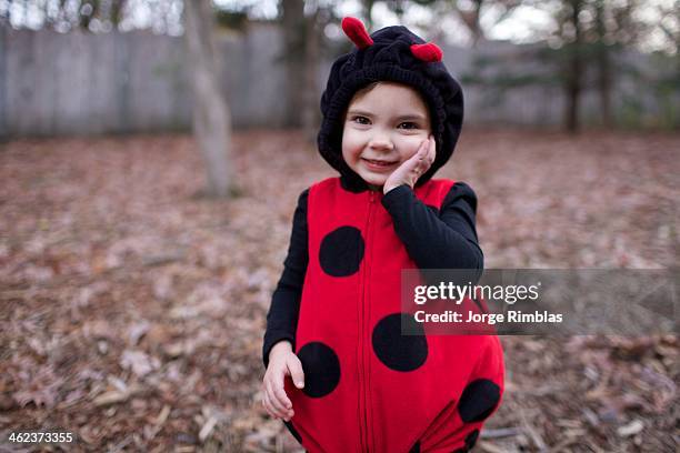 little girl in ladybug custume - rimblas stock pictures, royalty-free photos & images