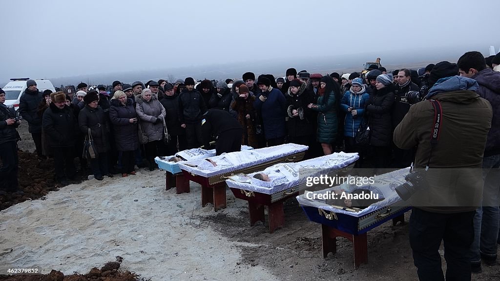 Funeral ceremony after artillery attack on Mariupol in Ukraine