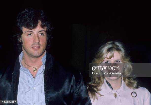 Actor Sylvester Stallone and wife Sasha Czack attends the "They Shoot Horses, Don't They?" Opening Night Performance on April 4, 1979 at the...