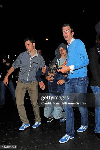 Belgian Olympic cyclist Gijs Van Hoecke is seen leaving the Mahiki nightclub on August 08, 2012 in London, United Kingdom.