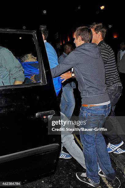 Belgian Olympic cyclist Gijs Van Hoecke is seen leaving the Mahiki nightclub on August 08, 2012 in London, United Kingdom.