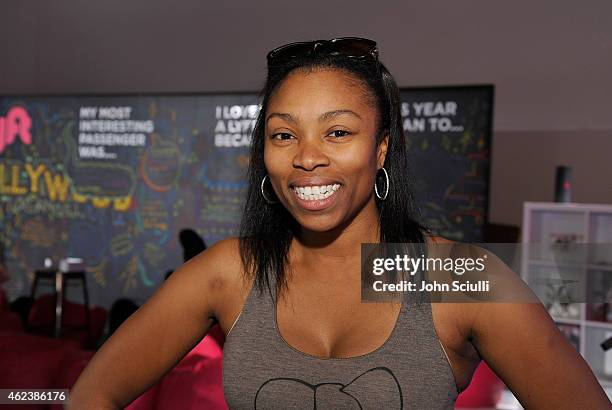 Lyft driver Jovan Gamble attends the Lyft driver rally at Siren Studios on January 27, 2015 in Hollywood, California.