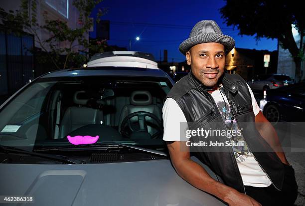 Lyft Drivers attend the Lyft driver rally at Siren Studios on January 27, 2015 in Hollywood, California.