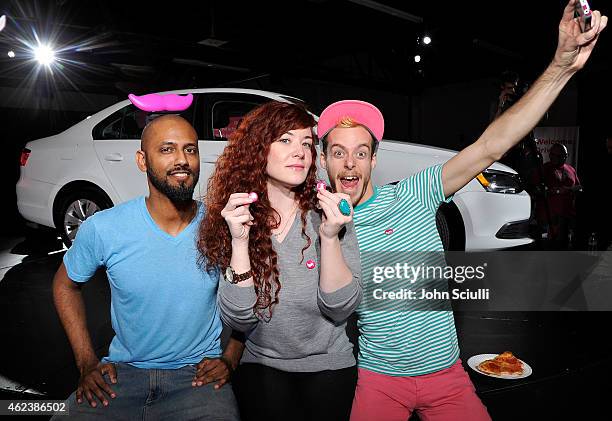 Lyft Drivers attend the Lyft driver rally at Siren Studios on January 27, 2015 in Hollywood, California.