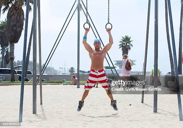 Joey Lawrence is seen working out at the Venice Beach on August 01, 2012 in Los Angeles, California.