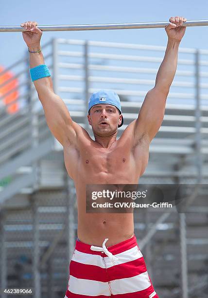 Joey Lawrence is seen working out at the Venice Beach on August 01, 2012 in Los Angeles, California.