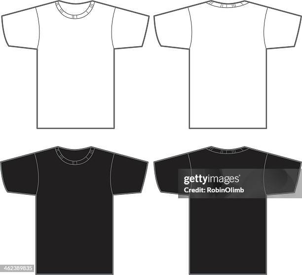 stockillustraties, clipart, cartoons en iconen met two white and two black t-shirts - zwart