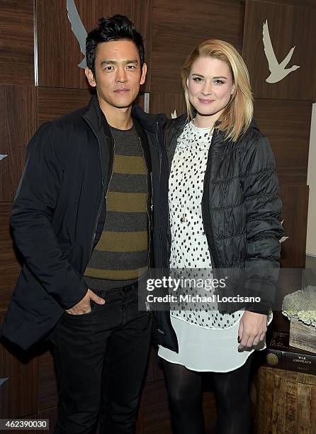 John Cho and Alexandra Breckenridge attend the "Zipper" cast party at GREY GOOSE Blue Door during Sundance on January 27, 2015 in Park City, Utah.