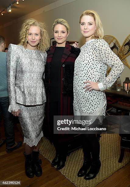 Penelope Mitchell, Dianna Agron, and Alexandra Breckenridge attend the "Zipper" cast party at GREY GOOSE Blue Door during Sundance on January 27,...