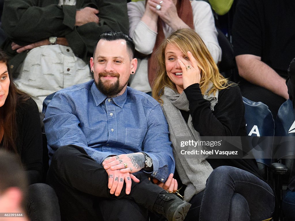 Celebrities At The Los Angeles Lakers Game