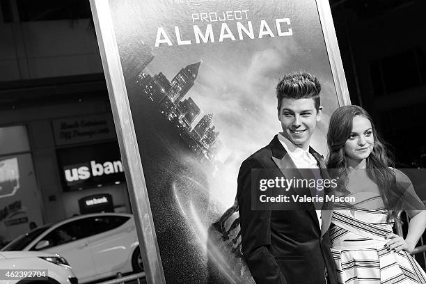 Actress Michelle DeFraites and T.C. Carter arrive at the Premiere Of Paramount Pictures' "Project Almanac" at TCL Chinese Theatre on January 27, 2015...