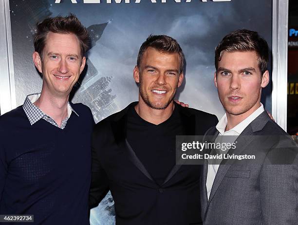 Actors Jeremy Howard, Alan Ritchson and Pete Ploszek attend the premiere of Paramount Pictures' "Project Almanac" at the TCL Chinese Theatre on...