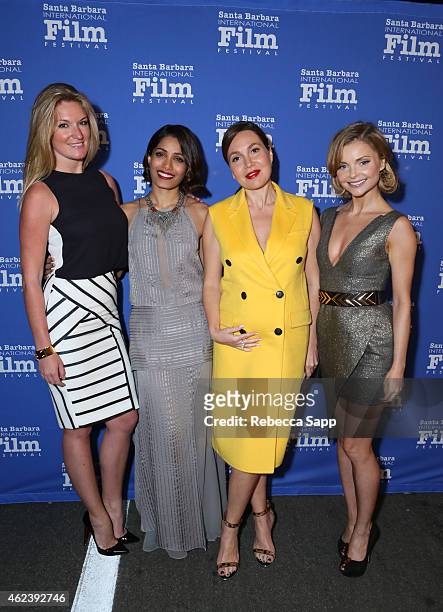 Producer Sarah Arison, actor Freida Pinto, producer Fabiola Beracasa, and Izabella Miko attend the 30th Santa Barbara International Film Festival,...