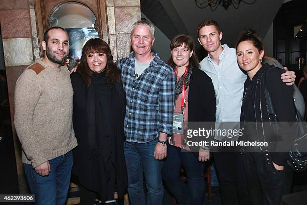 Ilan Eshkeri, Doreen Ringer-Ross, Blake Neely, KT Tunstall and guests attend the BMI Zoom Dinner at Main And Sky Rooftop Lounge during the 2015...