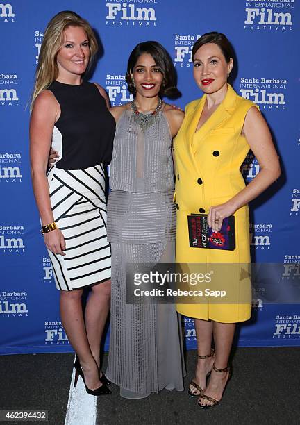 Producers Sarah Arison, actress Freida Pinto, and producer Fabiola Beracasa attend the 30th Santa Barbara International Film Festival, Opening...