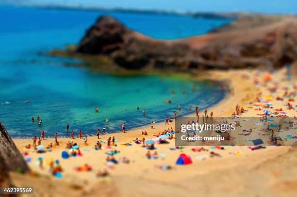 playa del papagayo. lanzarote - tilt shift stock pictures, royalty-free photos & images