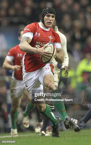 Tom James of Wales on the attack during the RBS 6 Nations Championship match between England and Wales at Twickenham Stadium on February 6, 2010 in...