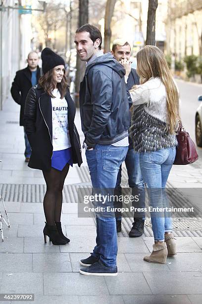 Atletico de Madrid football players Antoine Griezmann and Diego Godin are seen on January 27, 2015 in Madrid, Spain.