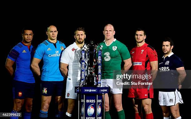 Thierry Dusautoir of France, Sergio Parisse of Italy, Chris Robshaw of England, Paul O'Connell of Ireland, Sam Warburton of Wales and Greig Laidlaw...