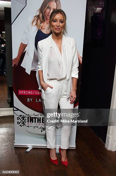 Lauren Pope attends a photocall to launch her fashion range at Soho Sanctum Hotel on January 28, 2015 in London, England.