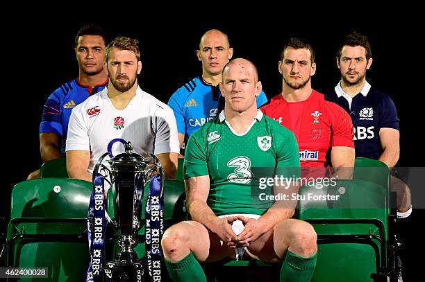 Thierry Dusautoir of France, Chris Robshaw of England, Sergio Parisse of Italy, Paul O'Connell of Ireland, Sam Warburton of Wales and Greig Laidlaw...