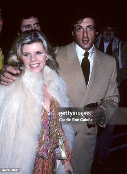 Actor Syvlester Stallone and wife Sasha Czack attend Jane Wooster Scott's Artwork Exhibition on March 29, 1982 at the DeVille Galleries in Beverly...