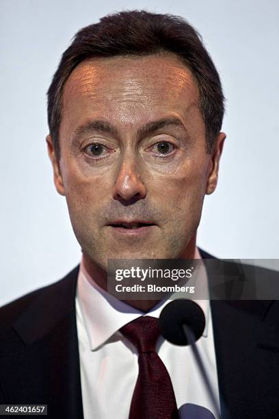 Fabrice Bregier, chief executive officer of Airbus SAS, speaks during an annual news conference at the company's headquarters in Toulouse, France, on...